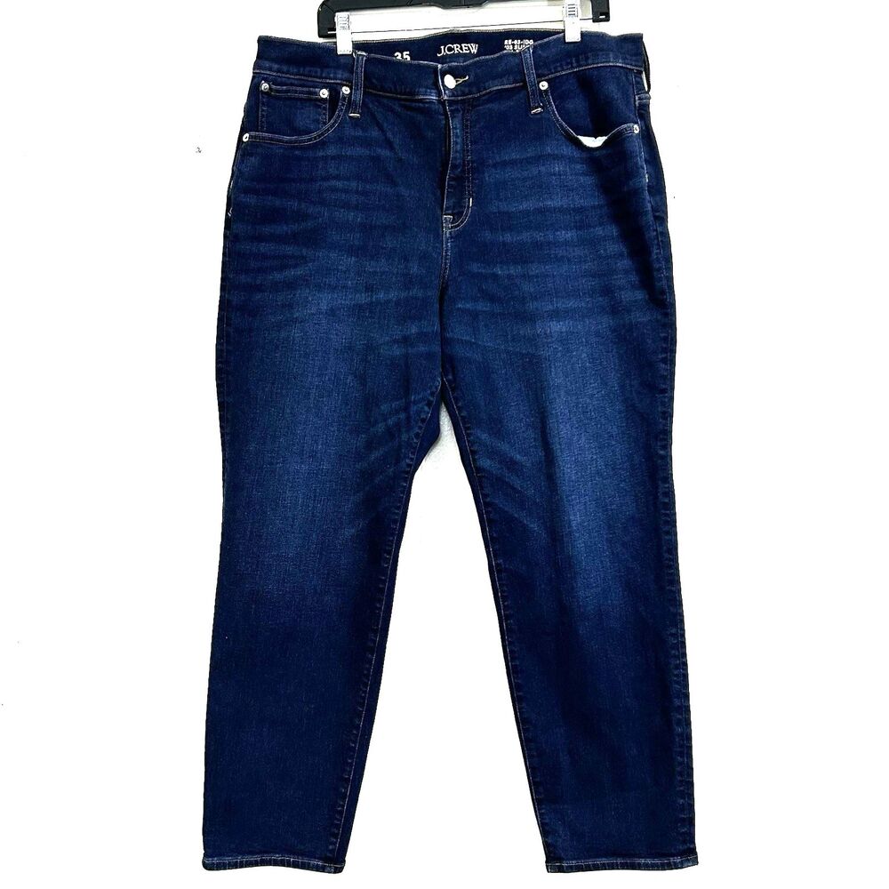 J.Crew Women's Slim Leg High Rise Jeans Size 35 Dark Blue Stretch Jeans